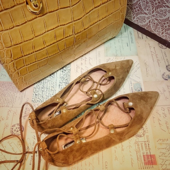 Halogen Nordstrom cognac suede flats